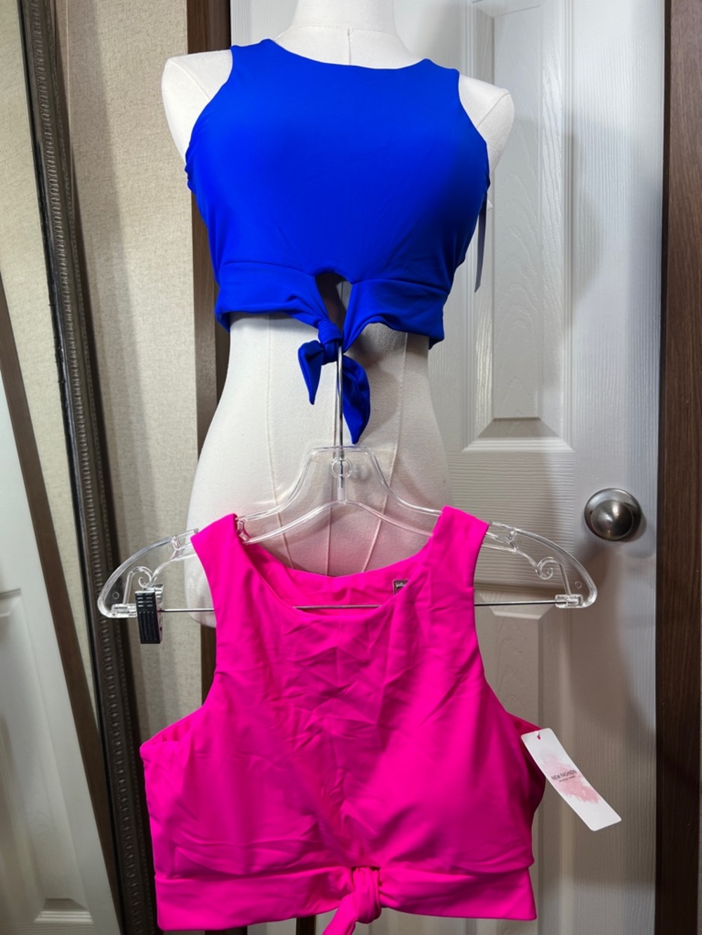Sleeveless Tie-Front Crop Top - Cobalt Blue M S